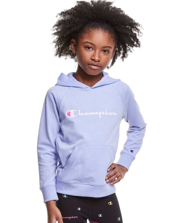 Champion Girls Hoodie NZ - French Terry Script Logo Light Purple ( 9241-NAFVI )